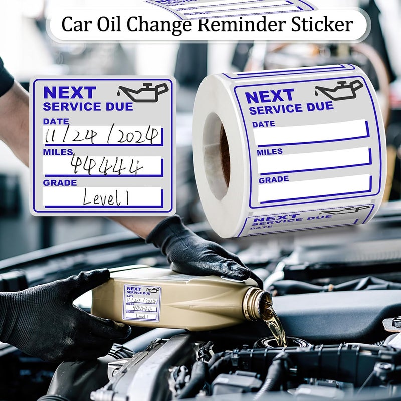 GUEER for Oil Change Stickers Vinyl 300 Pcs 2”x 2” Service Black Stickers, Next Service Due Reminder Sticker Labels, Easy to Write on, Easy to Peel with No Residue (Blue) - Image 5